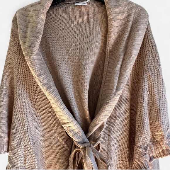New York & Company Tan Poncho with Tie Front One Size Womens Sweater - Picture 7 of 7